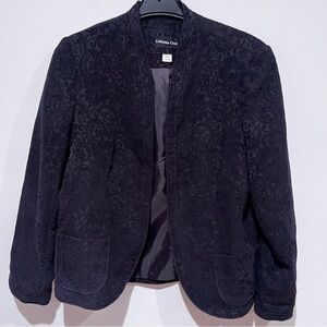 Coldwater Creek Black Textured Floral Blazer